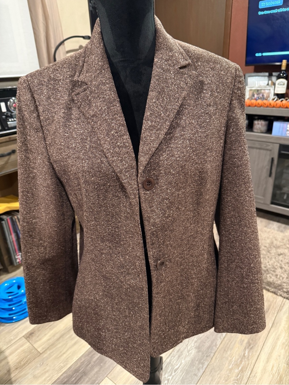 Women’s Brown Textured Notch-Lapel Blazer